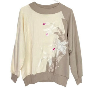 Vintage 80s 90s Granny Pullover Crewneck Sweatshirt Womens Small Floral Satin